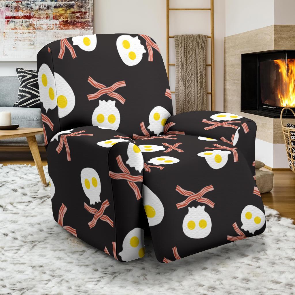 Skull Bacon Egg Pattern Print Recliner Cover-grizzshop