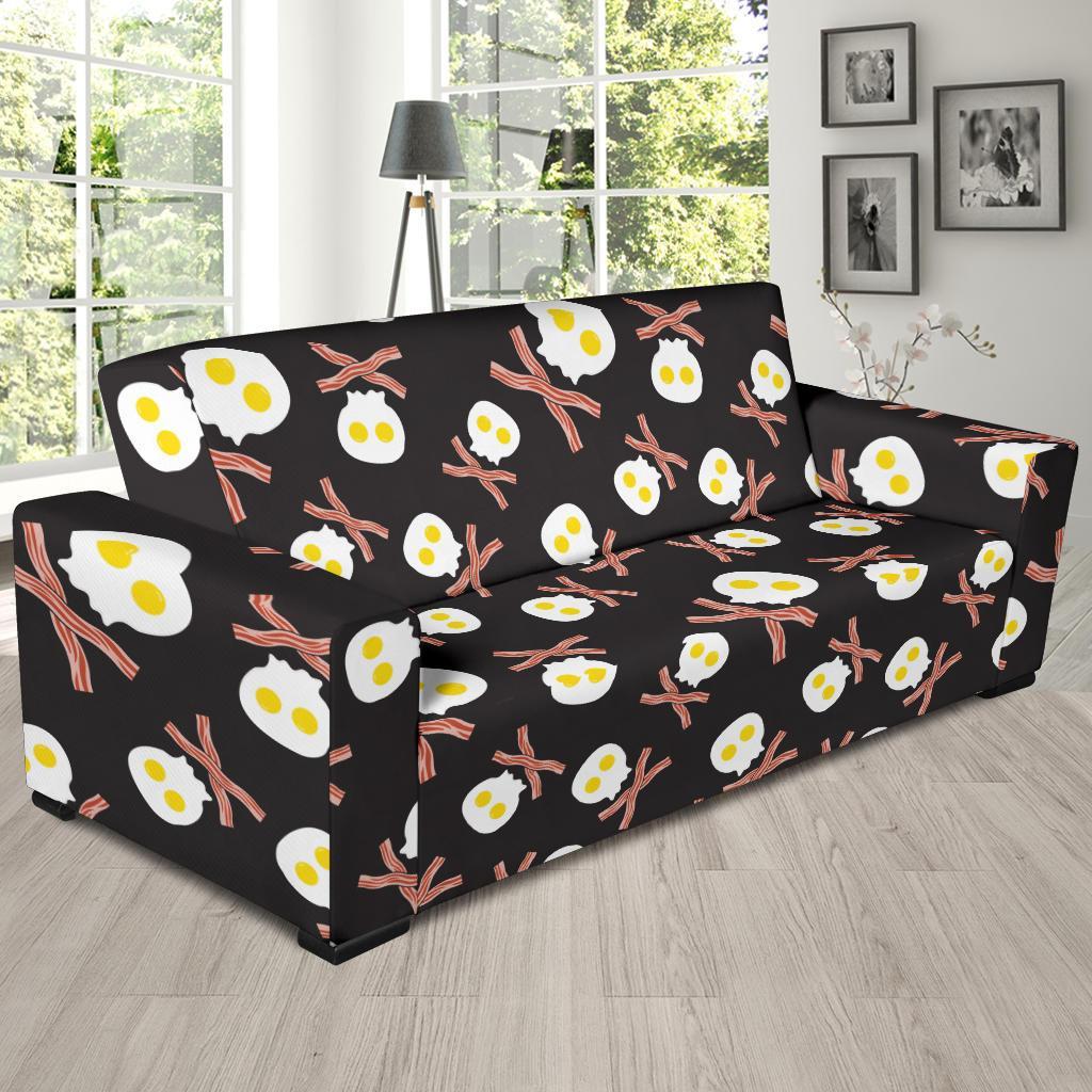 Skull Bacon Egg Pattern Print Sofa Covers-grizzshop