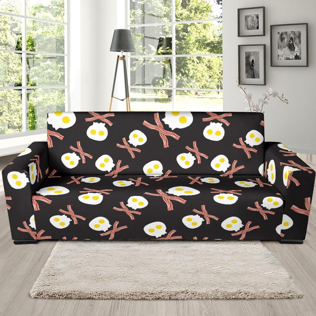 Skull Bacon Egg Pattern Print Sofa Covers-grizzshop