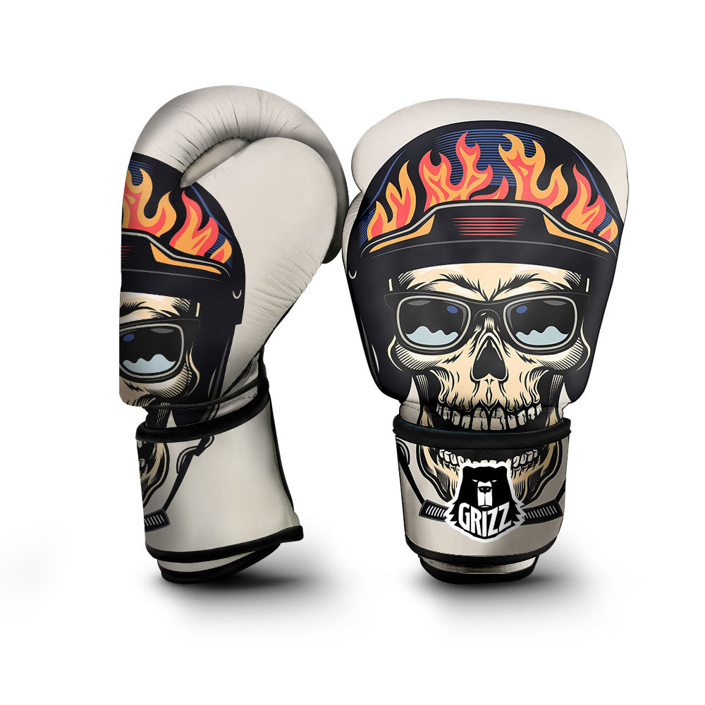 Skull Biker Helmet Vintage Print Boxing Gloves-grizzshop