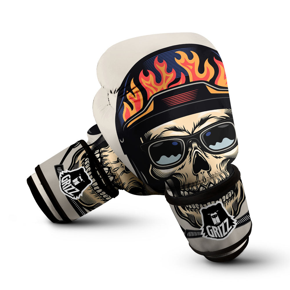 Skull Biker Helmet Vintage Print Boxing Gloves-grizzshop