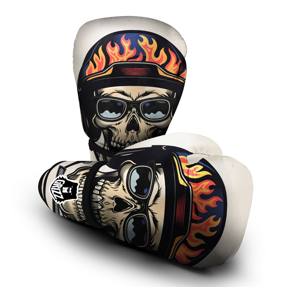 Skull Biker Helmet Vintage Print Boxing Gloves-grizzshop