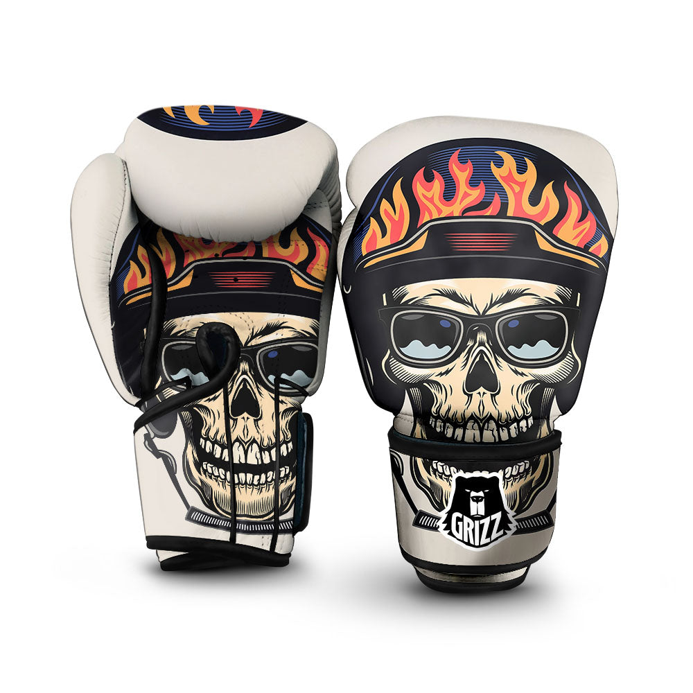 Skull Biker Helmet Vintage Print Boxing Gloves-grizzshop