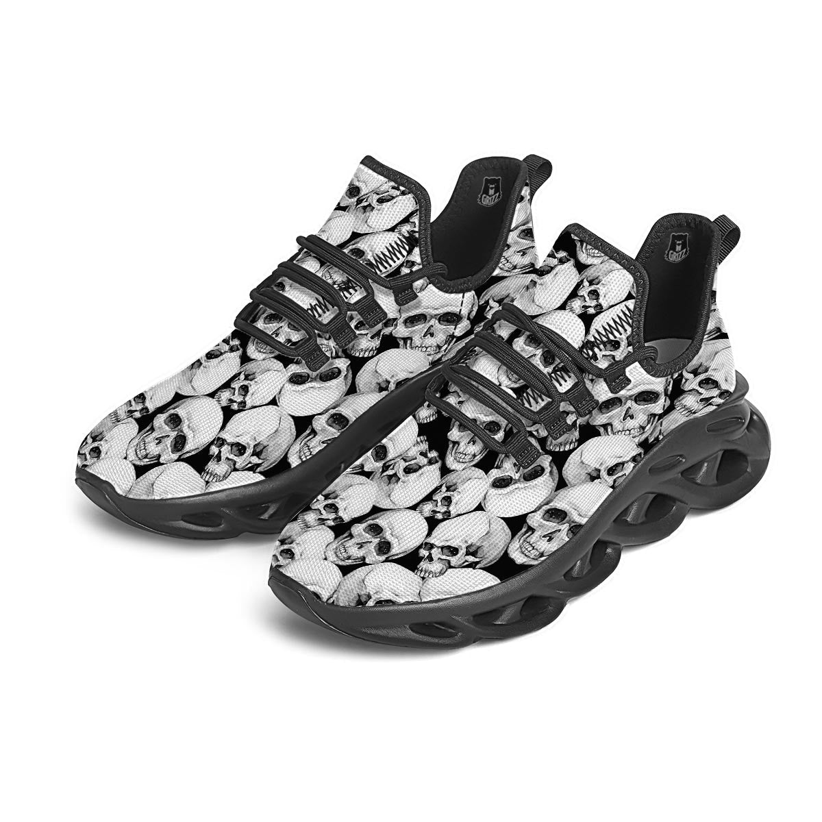 Skull Black Running Shoes-grizzshop