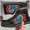 Skull Burning Print Black High Top Shoes-grizzshop