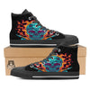 Skull Burning Print Black High Top Shoes-grizzshop