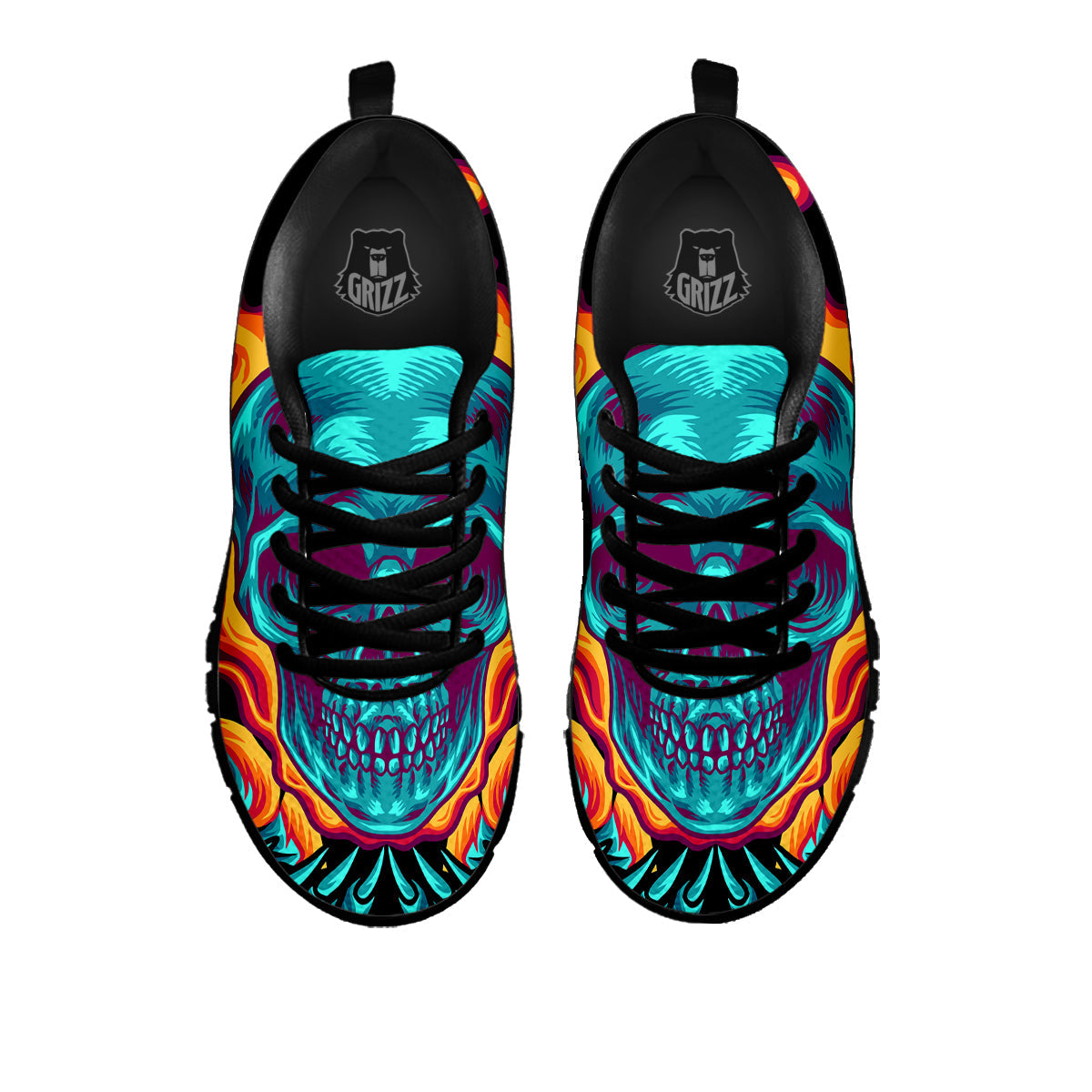Skull Burning Print Black Sneaker-grizzshop