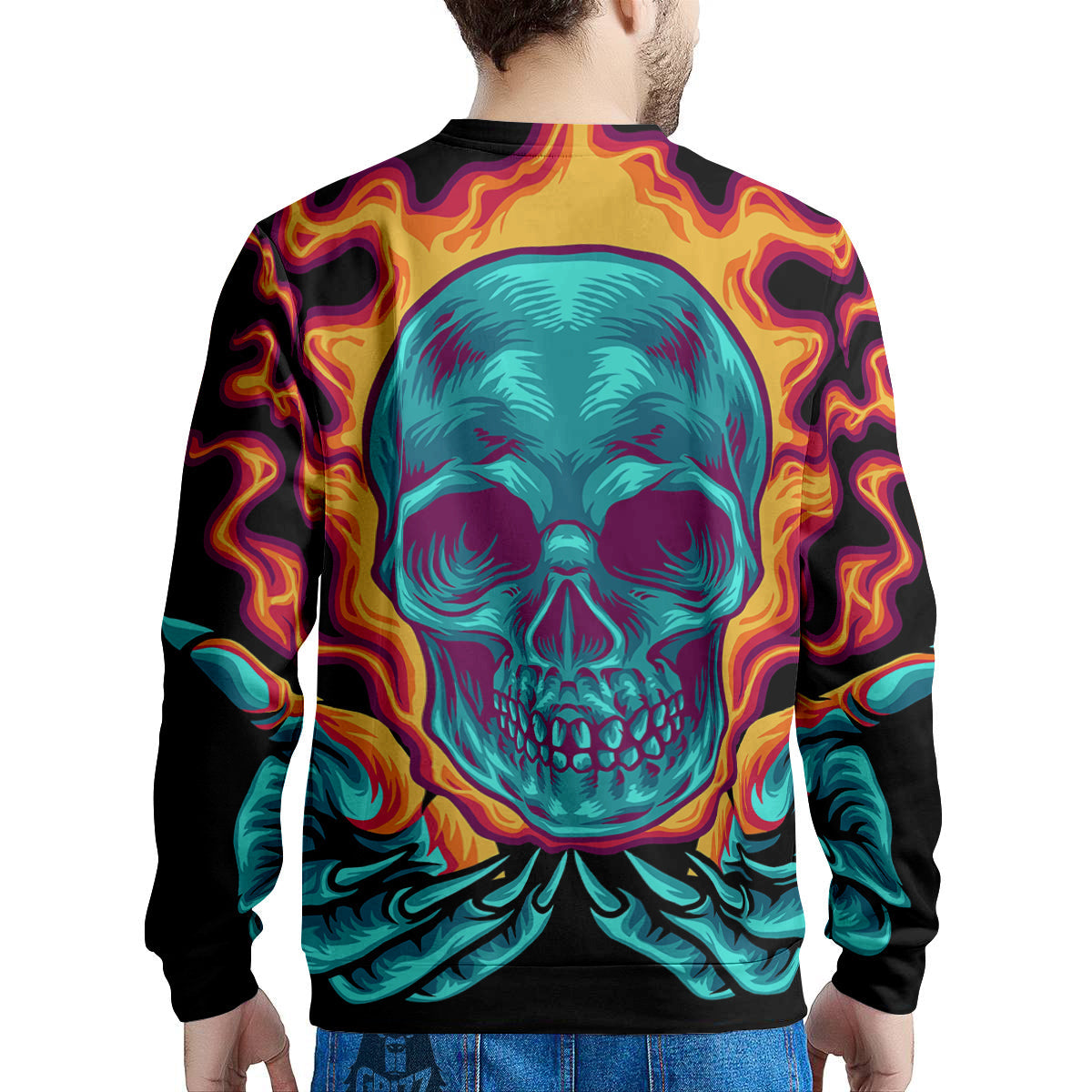 Skull Burning Print Men's Sweatshirt-grizzshop