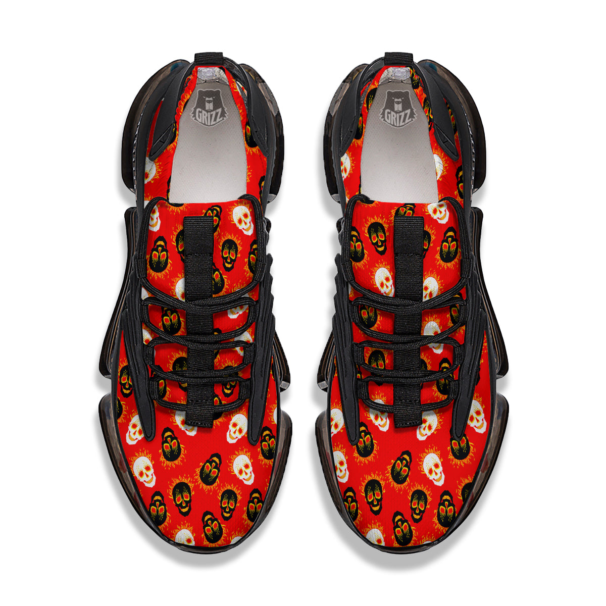 Skull Burning Print Pattern Black Gym Shoes-grizzshop