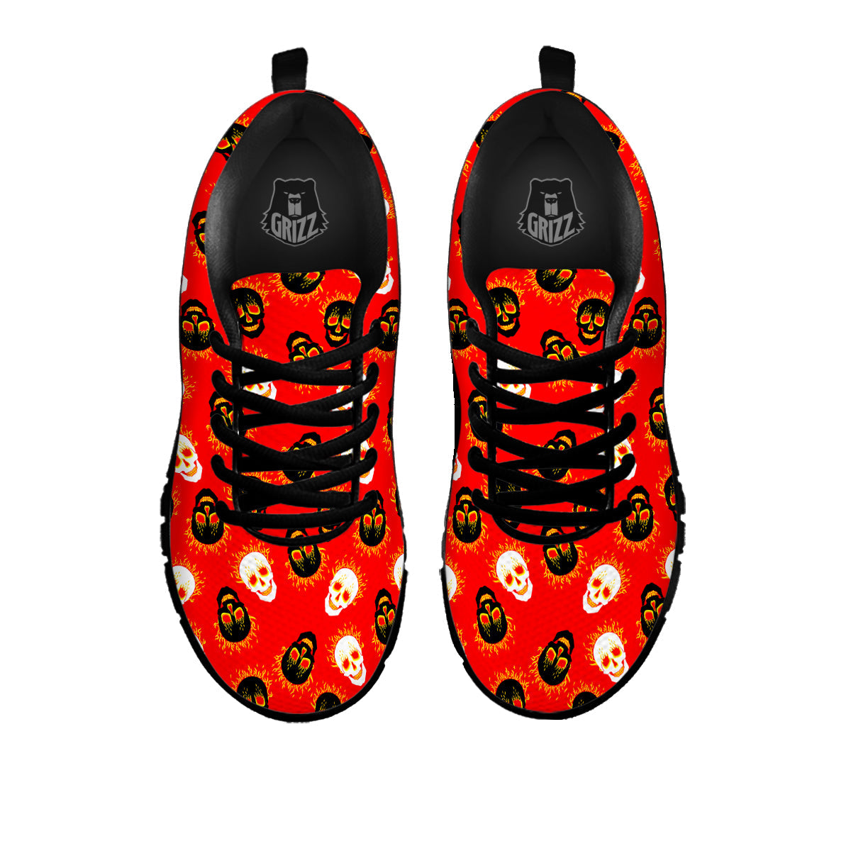 Skull Burning Print Pattern Black Sneaker-grizzshop