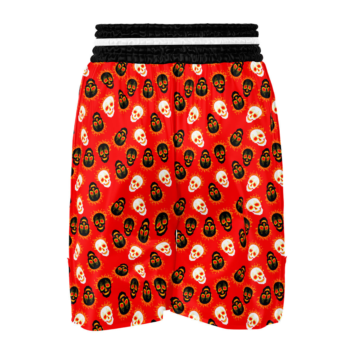 Skull Burning Print Pattern Boxing Shorts-grizzshop