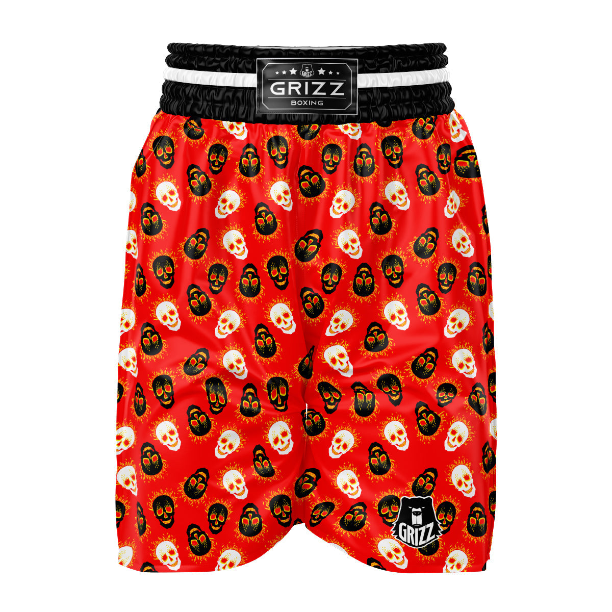 Skull Burning Print Pattern Boxing Shorts-grizzshop