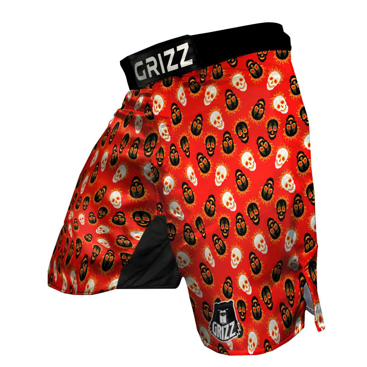 Skull Burning Print Pattern MMA Shorts-grizzshop