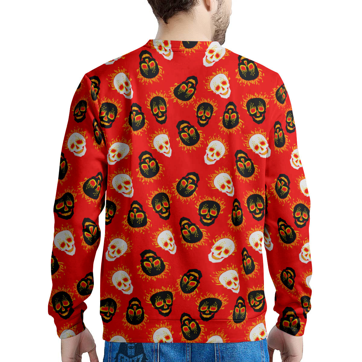 Skull Burning Print Pattern Men's Sweatshirt-grizzshop