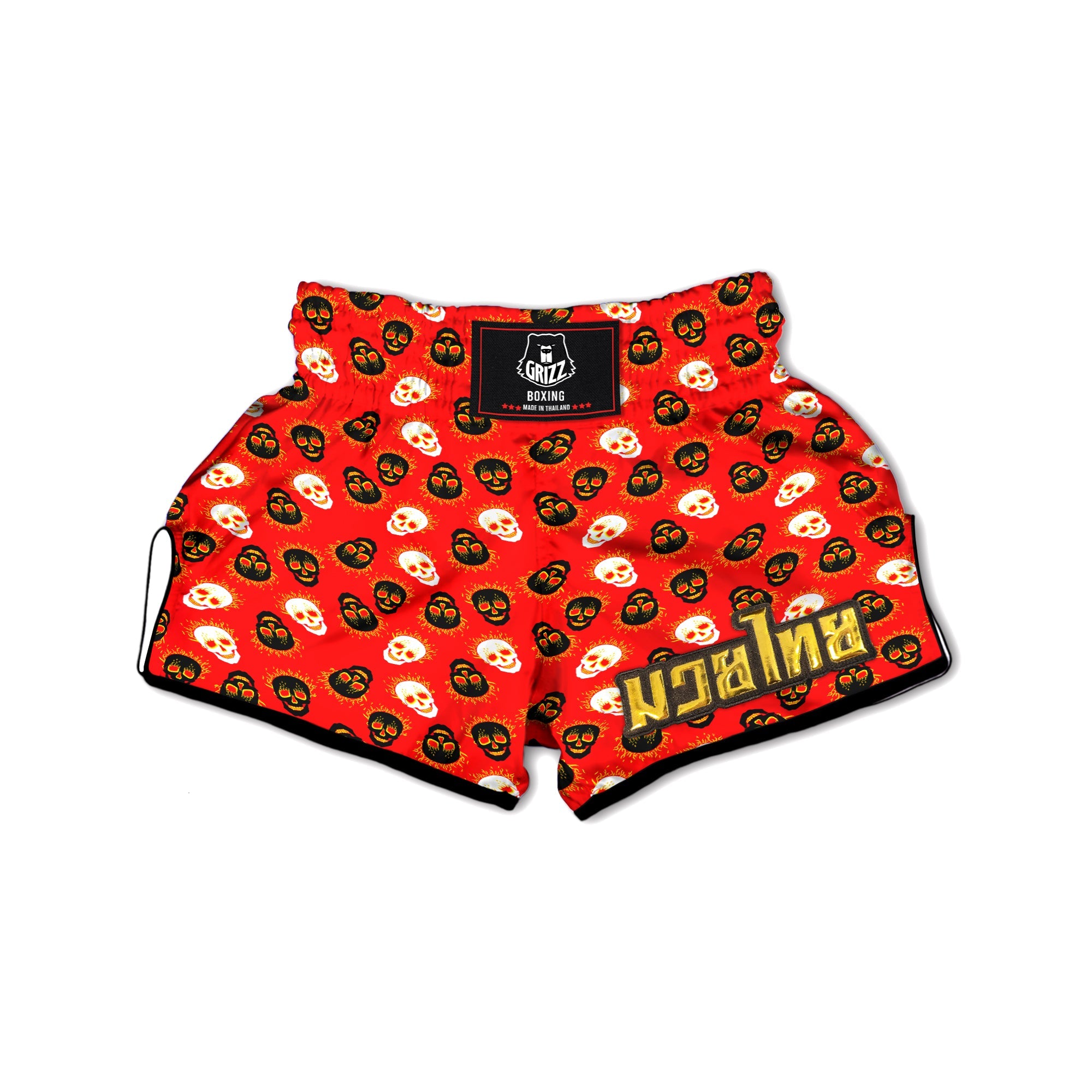 Skull Burning Print Pattern Muay Thai Boxing Shorts-grizzshop