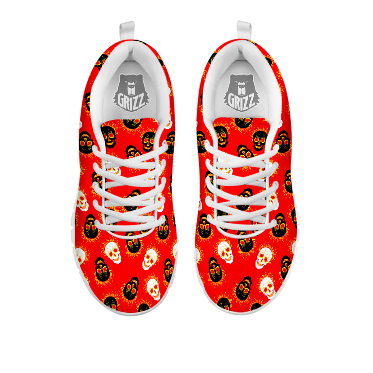 Skull Burning Print Pattern White Sneaker-grizzshop