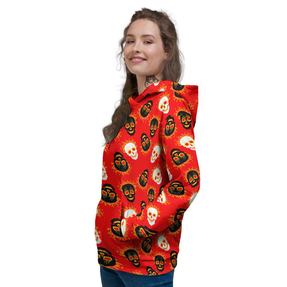 Skull Burning Print Pattern Women's Hoodie-grizzshop