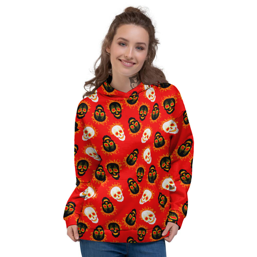 Skull Burning Print Pattern Women's Hoodie-grizzshop