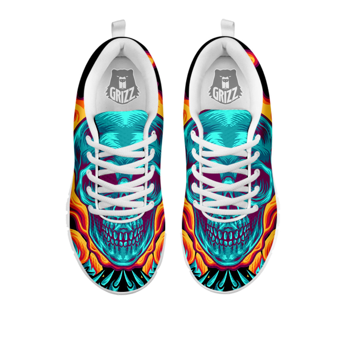 Skull Burning Print White Sneaker-grizzshop