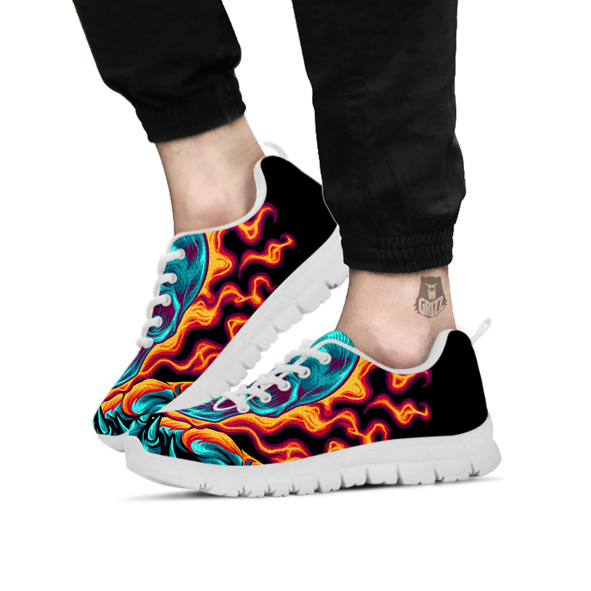 Skull Burning Print White Sneaker-grizzshop