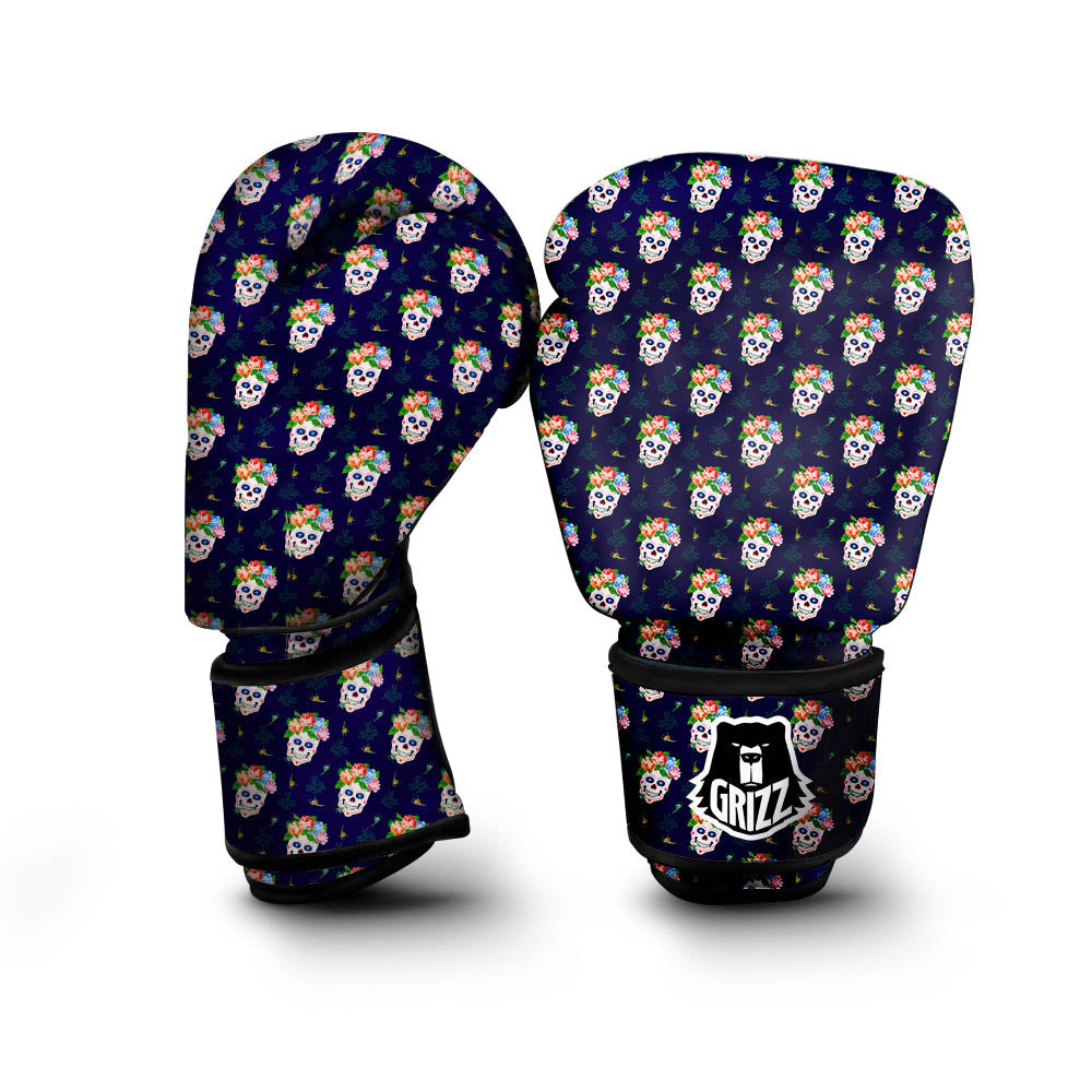 Skull Calavera Girl Print Pattern Boxing Gloves-grizzshop