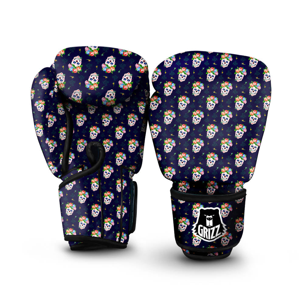 Skull Calavera Girl Print Pattern Boxing Gloves-grizzshop