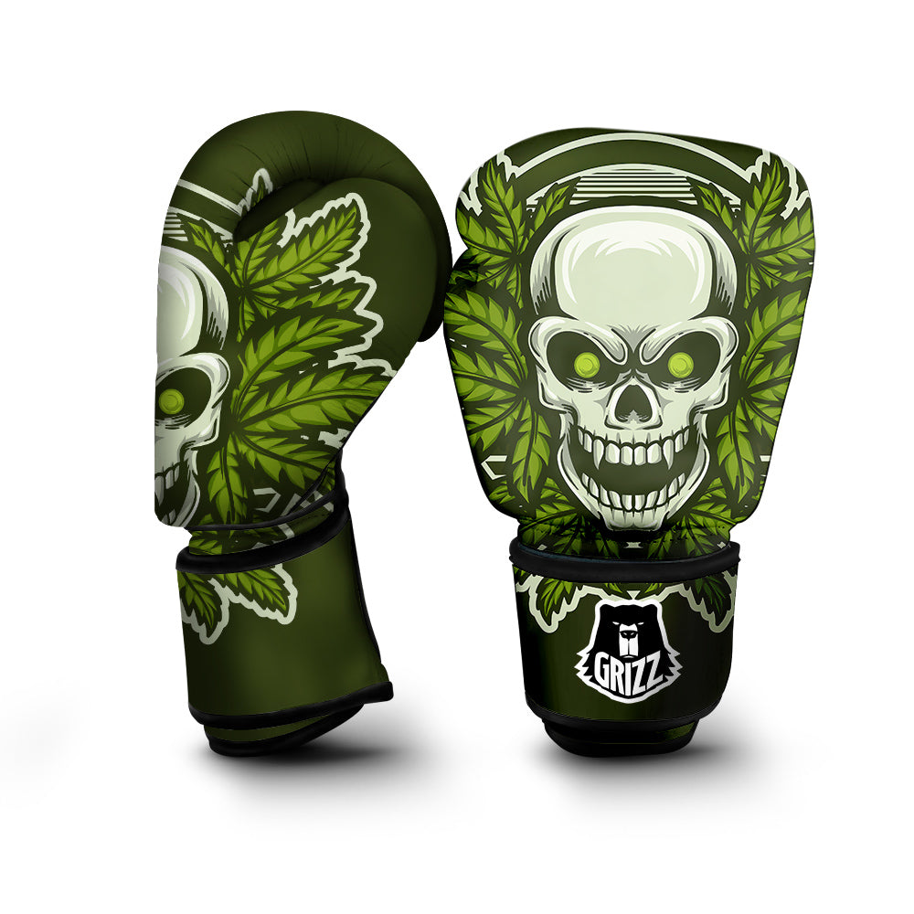 Skull Cannabis Print Boxing Gloves-grizzshop