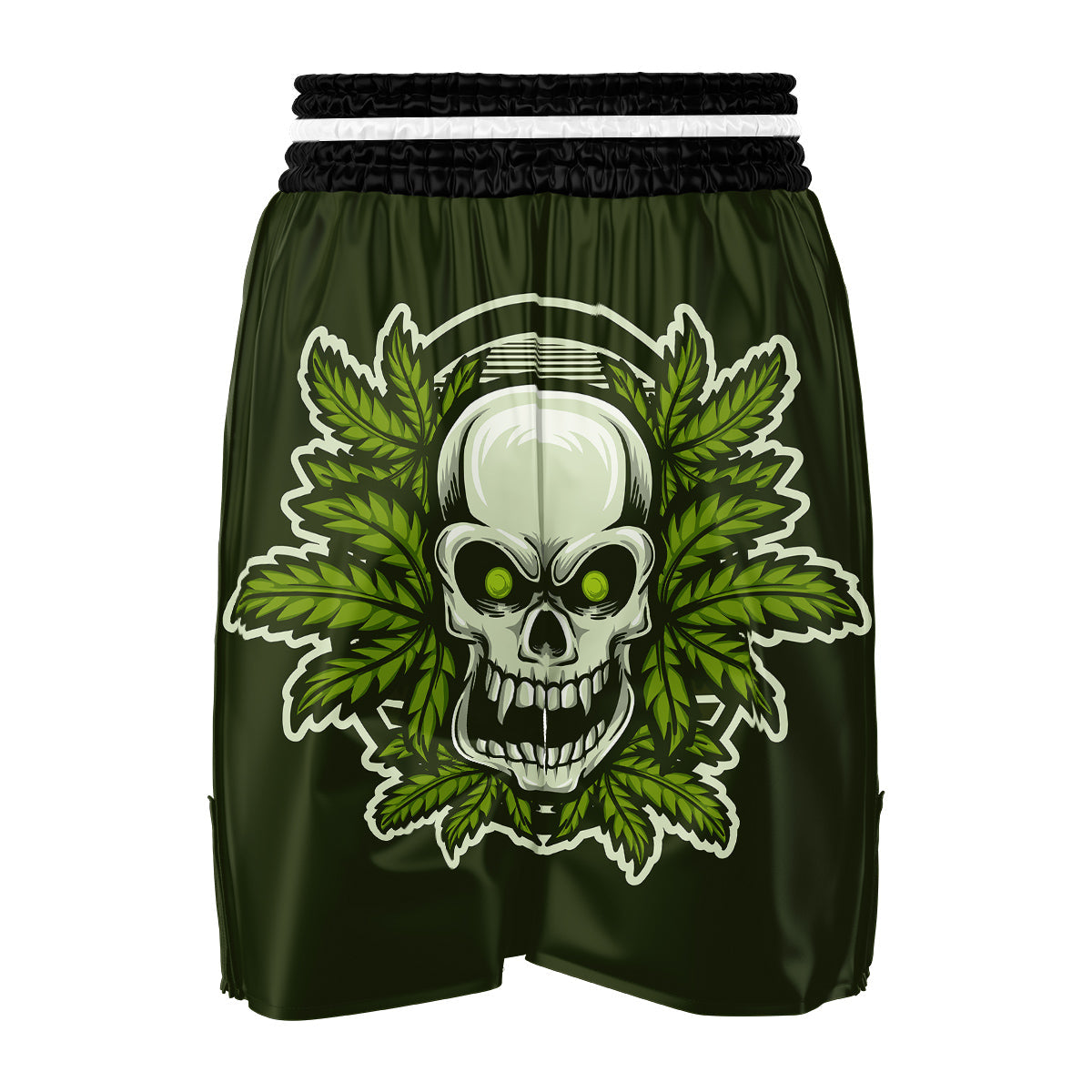 Skull Cannabis Print Boxing Shorts-grizzshop