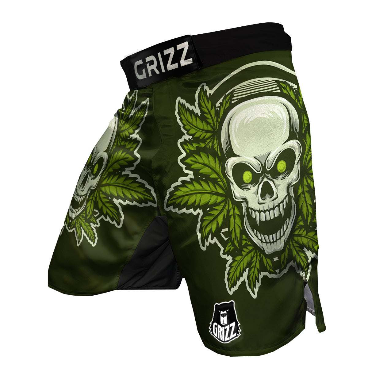 Skull Cannabis Print MMA Shorts-grizzshop