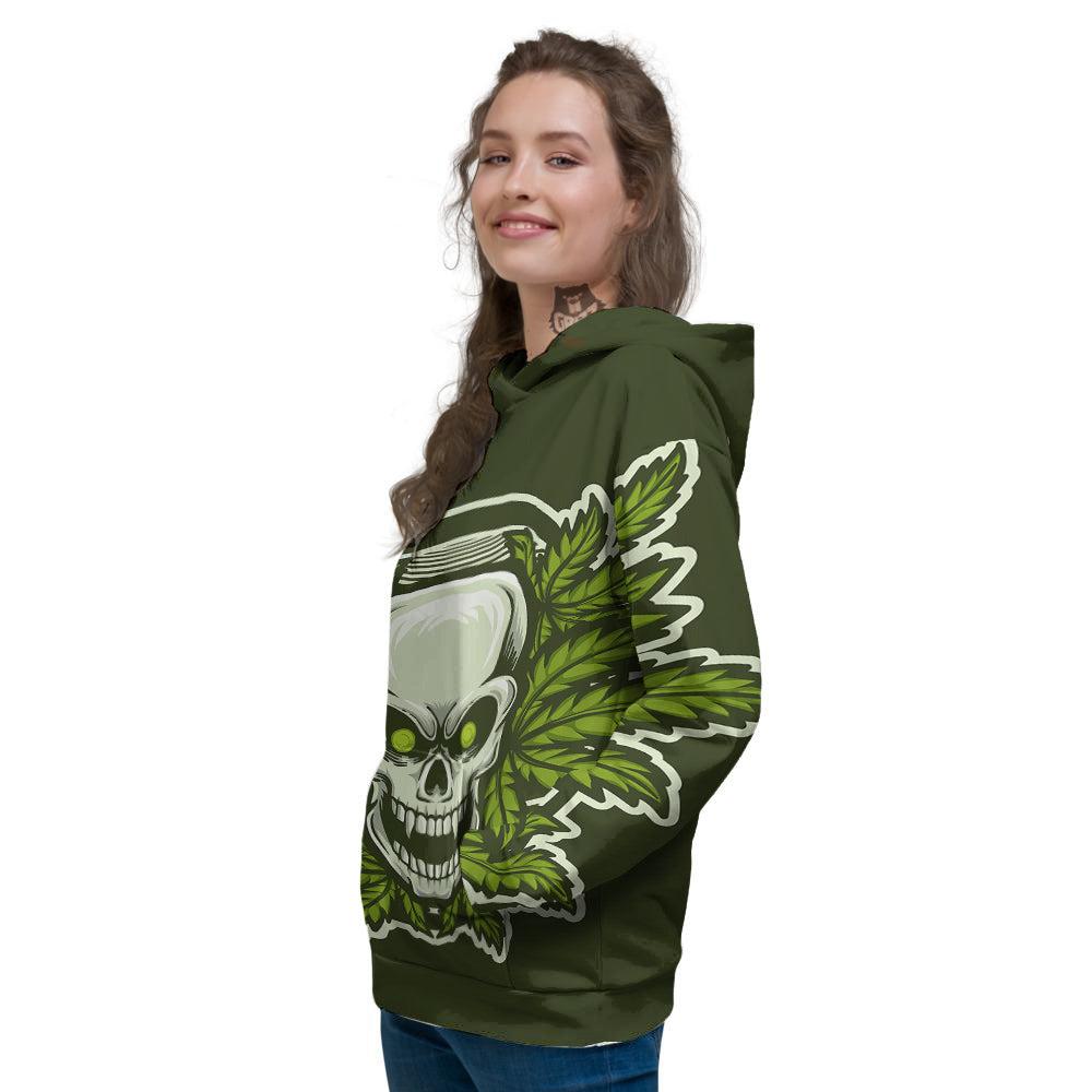 Skull Cannabis Print Women's Hoodie-grizzshop
