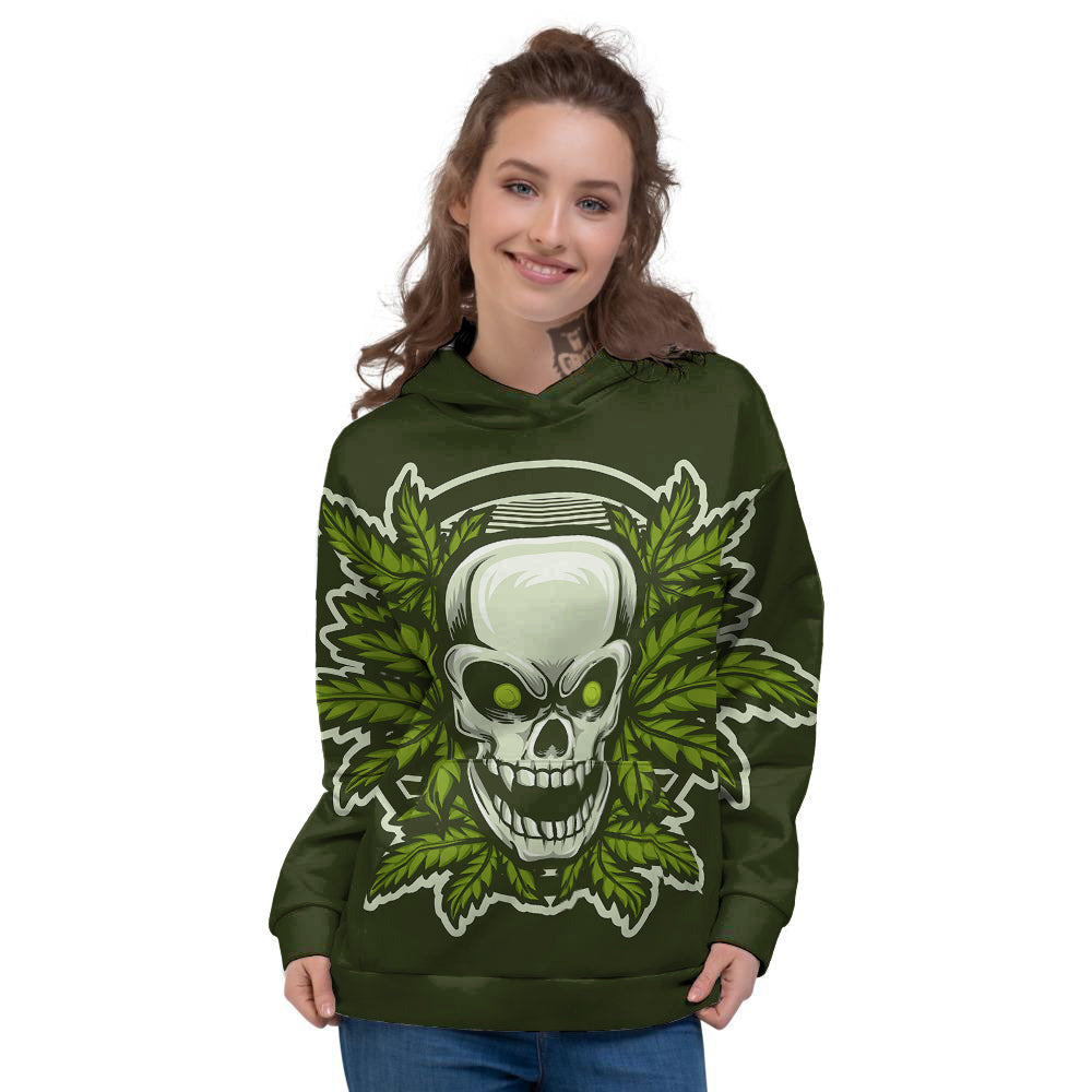 Skull Cannabis Print Women's Hoodie-grizzshop