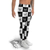 Skull Checkered Print Pattern Men's Leggings-grizzshop