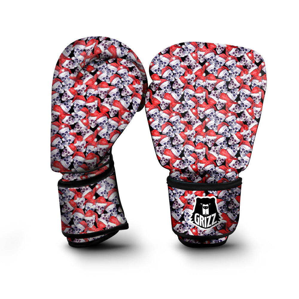 Skull Christmas Santa Print Pattern Boxing Gloves-grizzshop