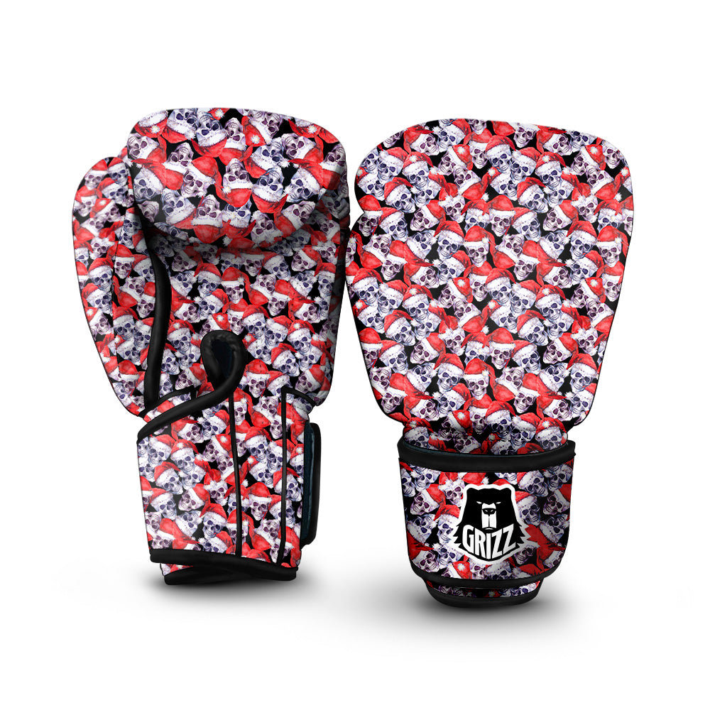 Skull Christmas Santa Print Pattern Boxing Gloves-grizzshop