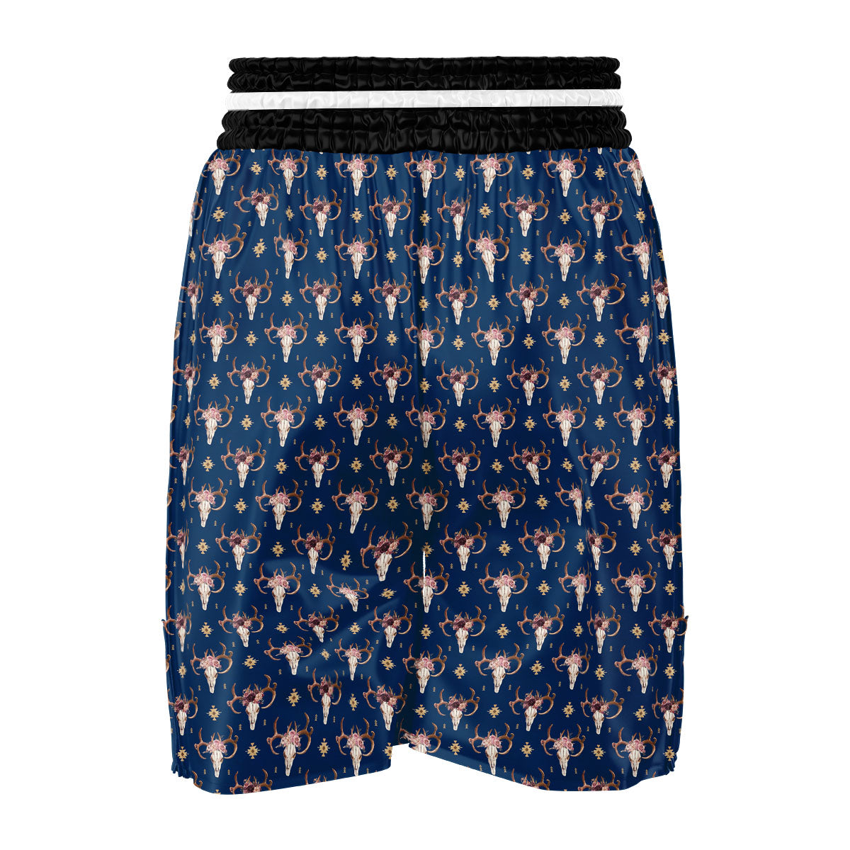 Skull Deer Boho Print Pattern Boxing Shorts-grizzshop