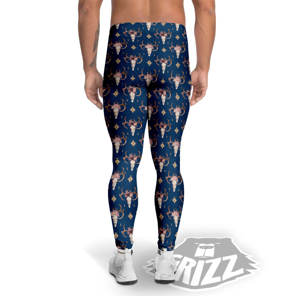 Skull Deer Boho Print Pattern Men's Leggings-grizzshop