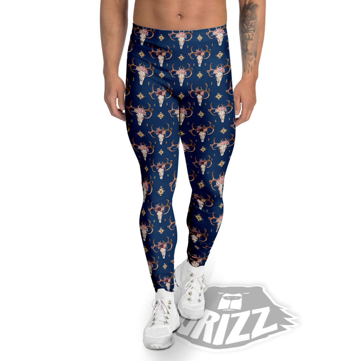 Skull Deer Boho Print Pattern Men's Leggings-grizzshop
