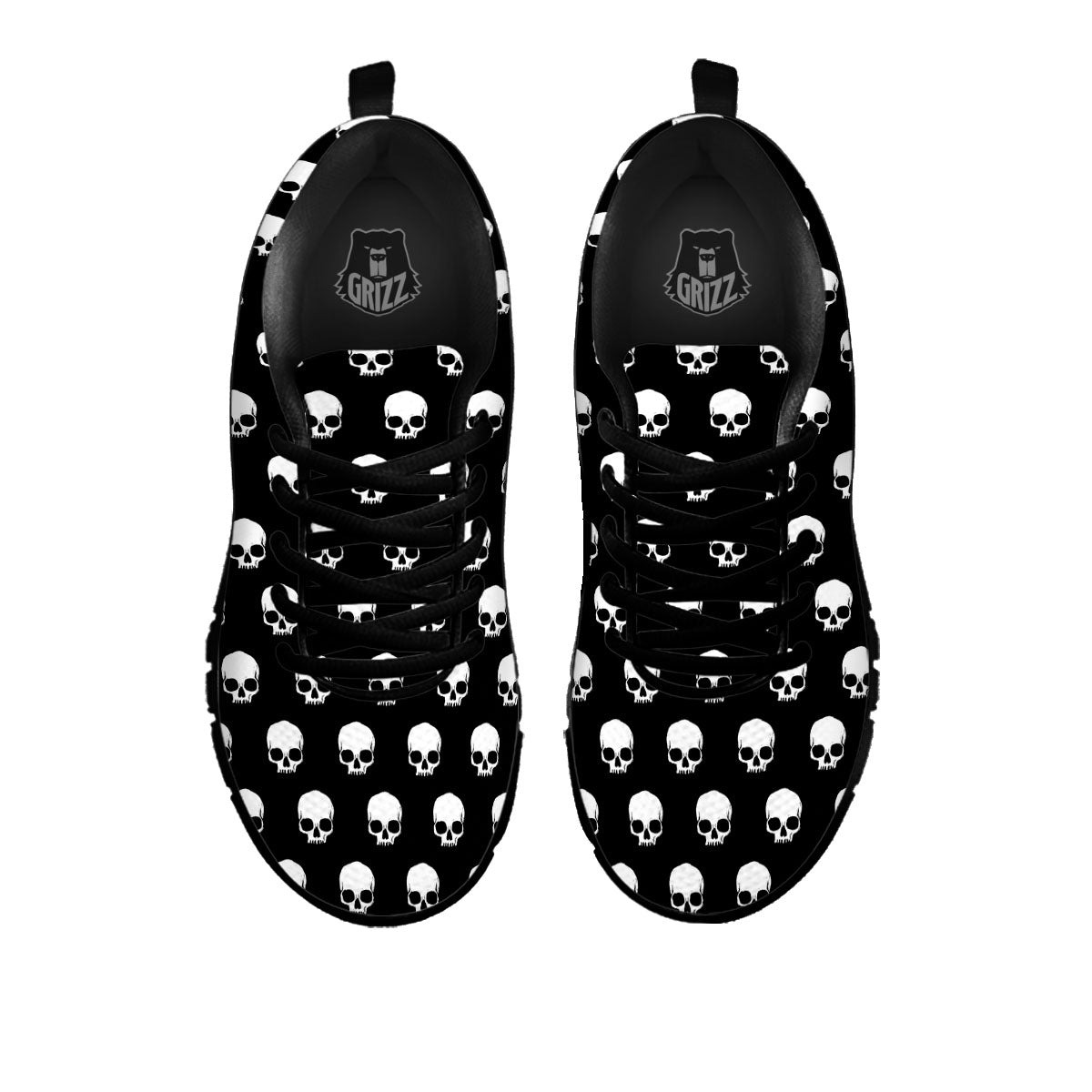 Skull Emo Print Pattern Black Sneaker-grizzshop
