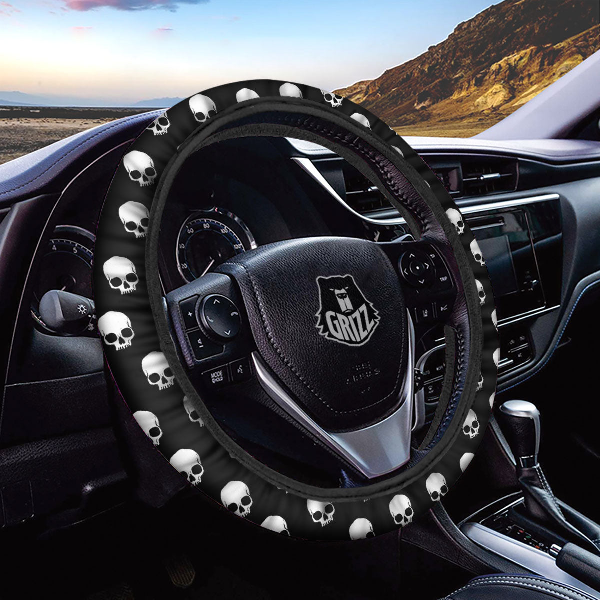Skull Emo Print Pattern Car Steering Wheel Cover-grizzshop