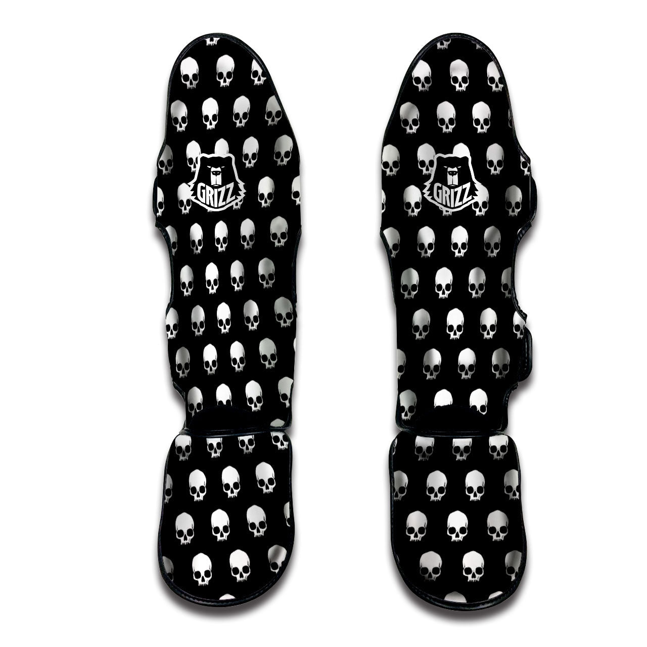 Skull Emo Print Pattern Muay Thai Shin Guards-grizzshop