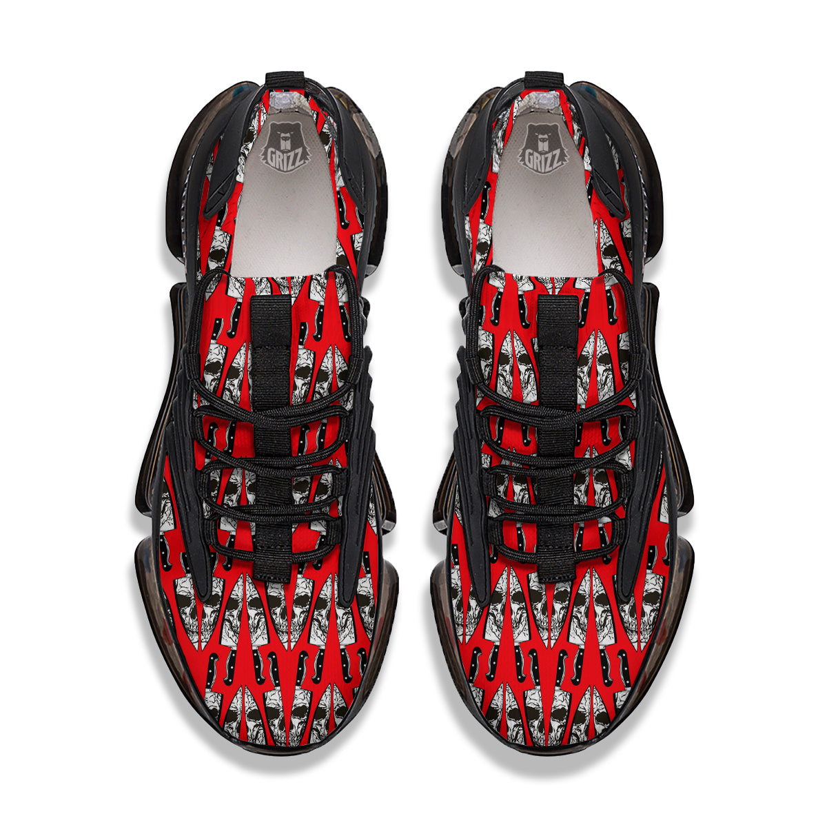 Skull Face Reflection Knife Print Pattern Black Gym Shoes-grizzshop