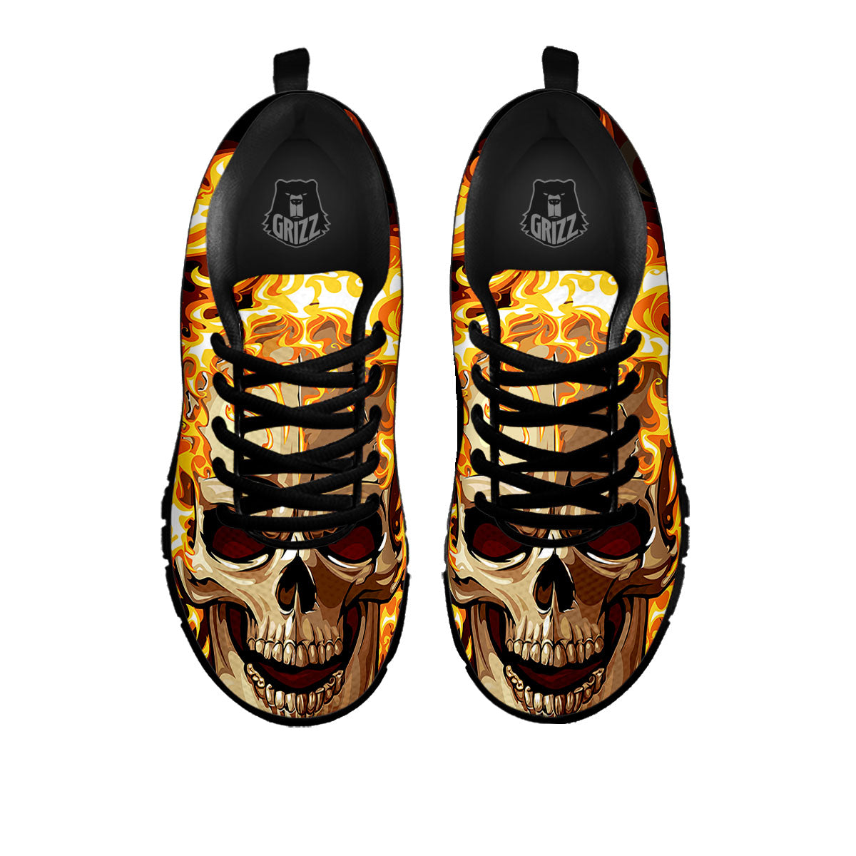 Skull Fire Print Black Sneaker-grizzshop