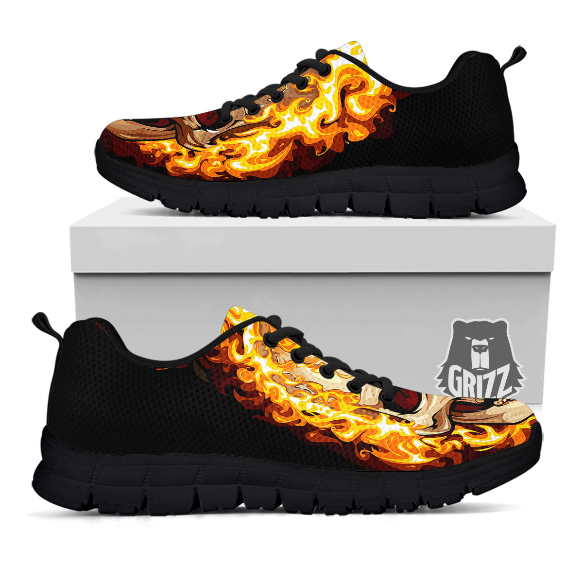 Skull Fire Print Black Sneaker-grizzshop