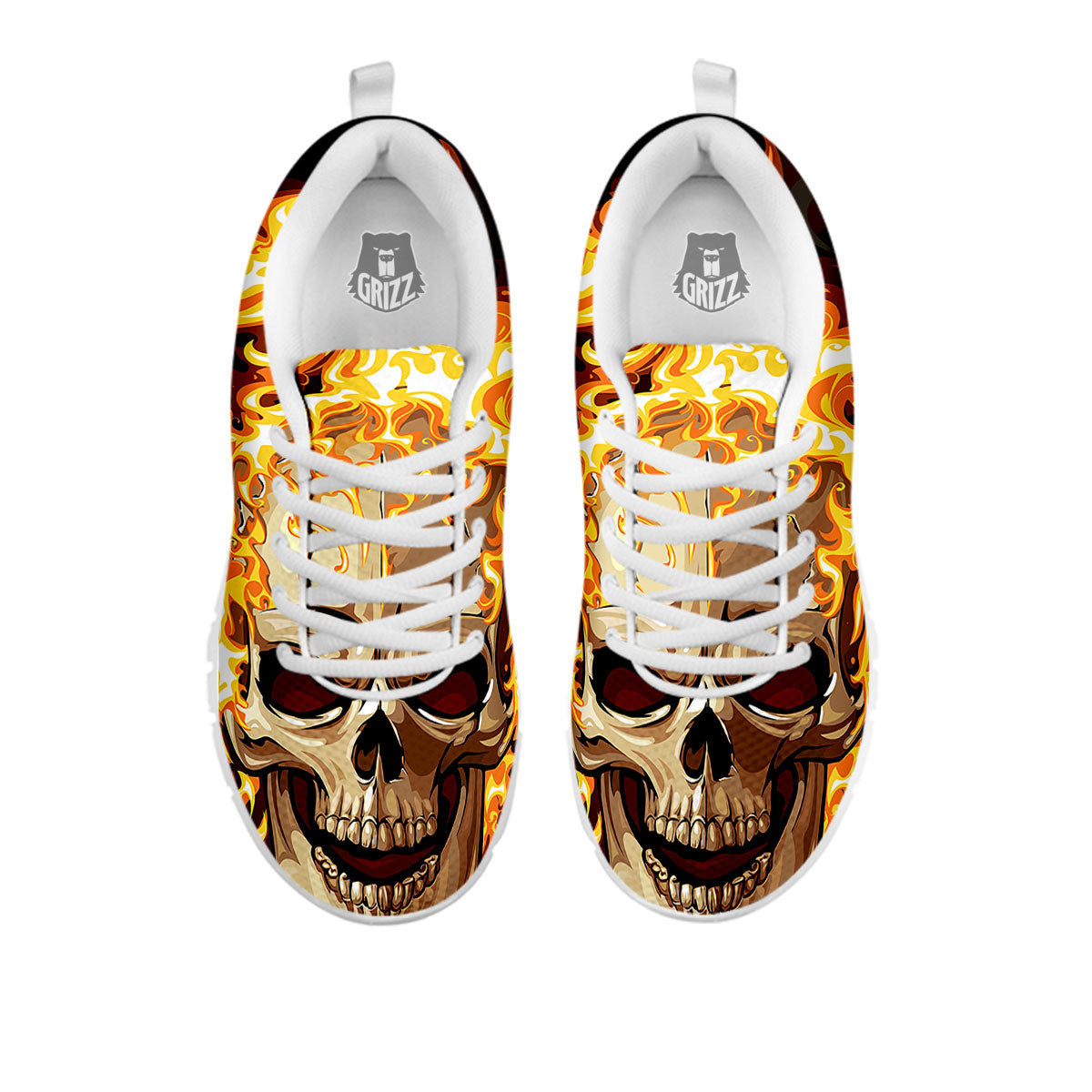 Skull Fire Print White Sneaker-grizzshop