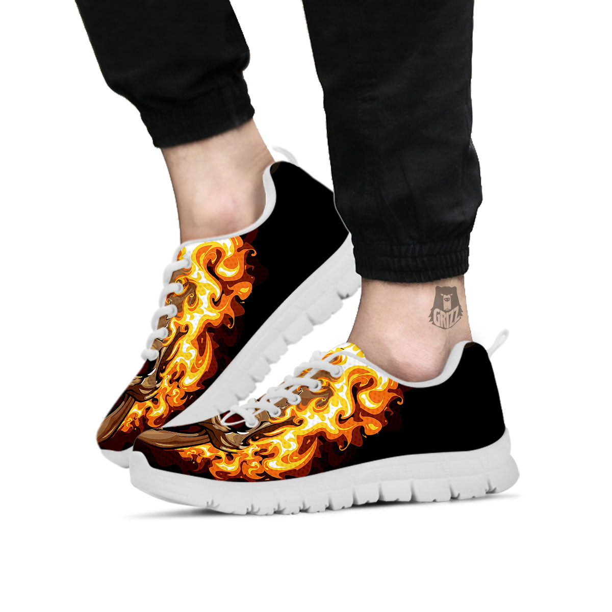 Skull Fire Print White Sneaker-grizzshop