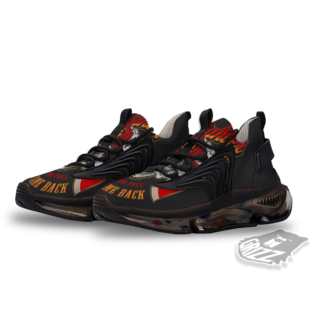 Skull Firefighter Department Print Black Gym Shoes-grizzshop