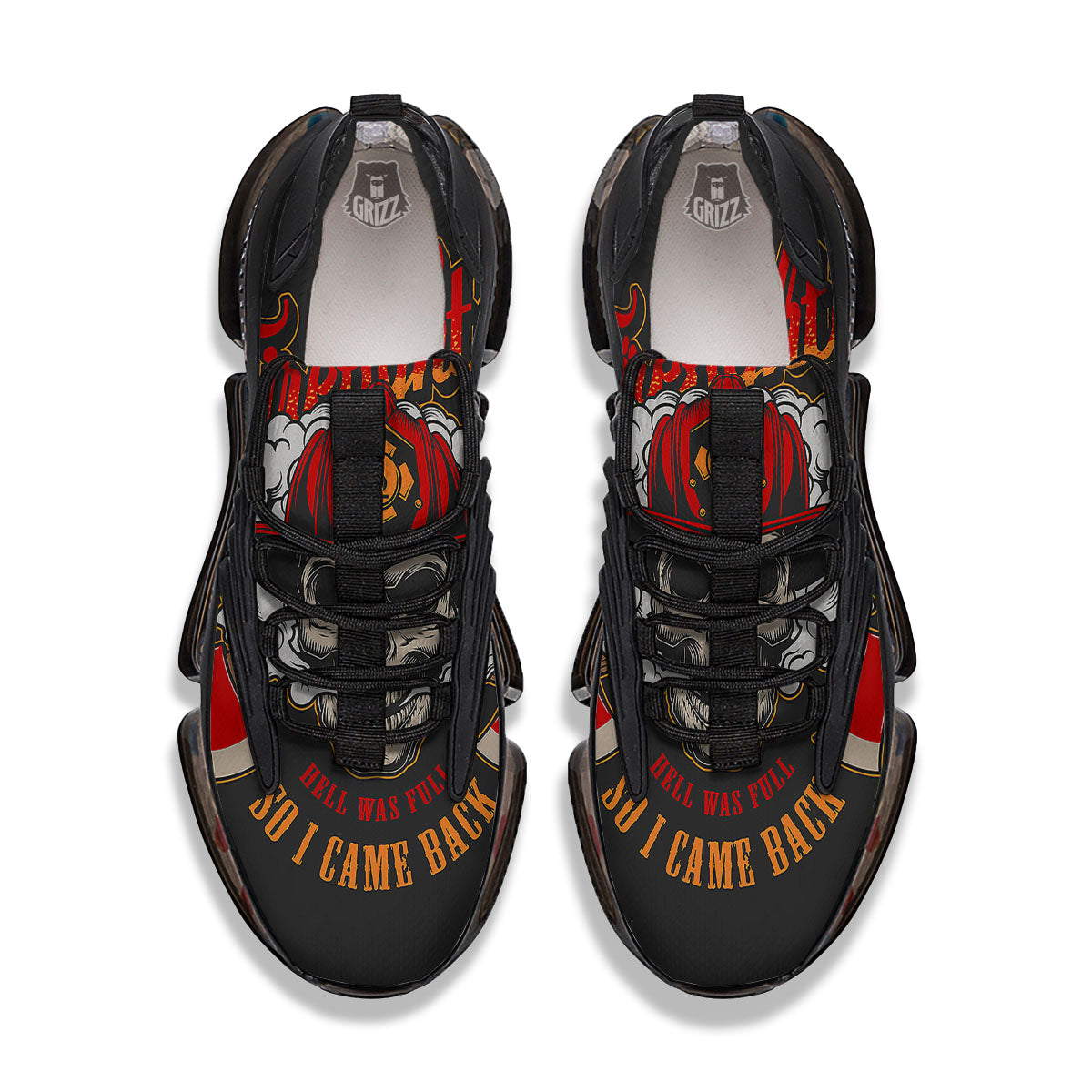 Skull Firefighter Department Print Black Gym Shoes-grizzshop