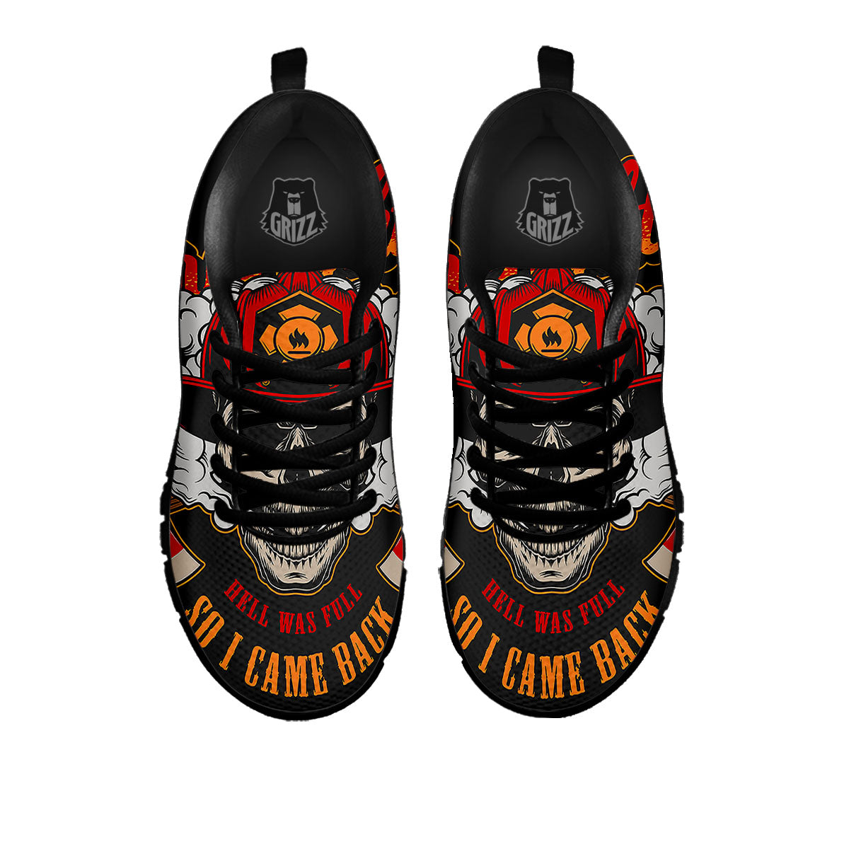 Skull Firefighter Department Print Black Sneaker-grizzshop