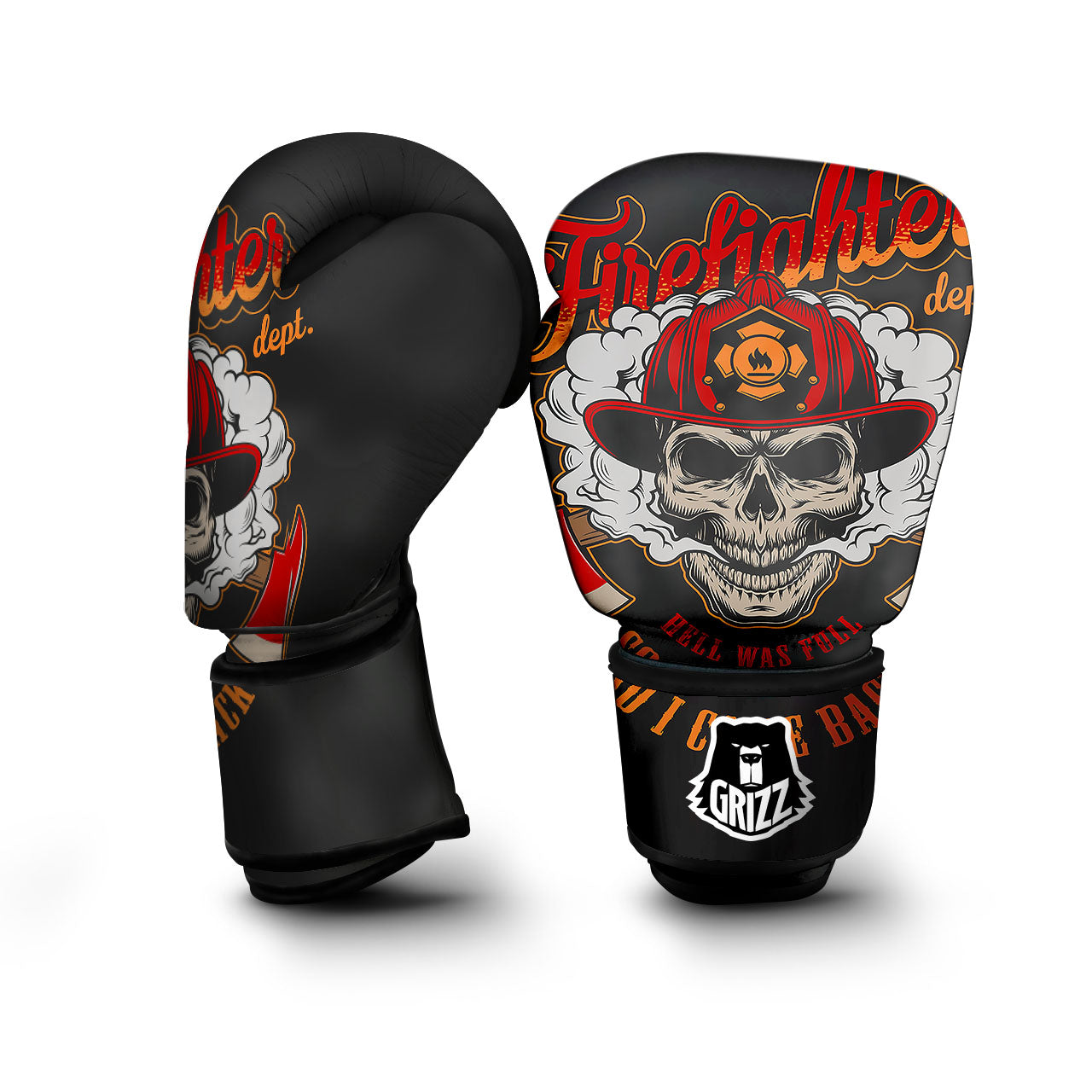 Skull Firefighter Department Print Boxing Gloves-grizzshop