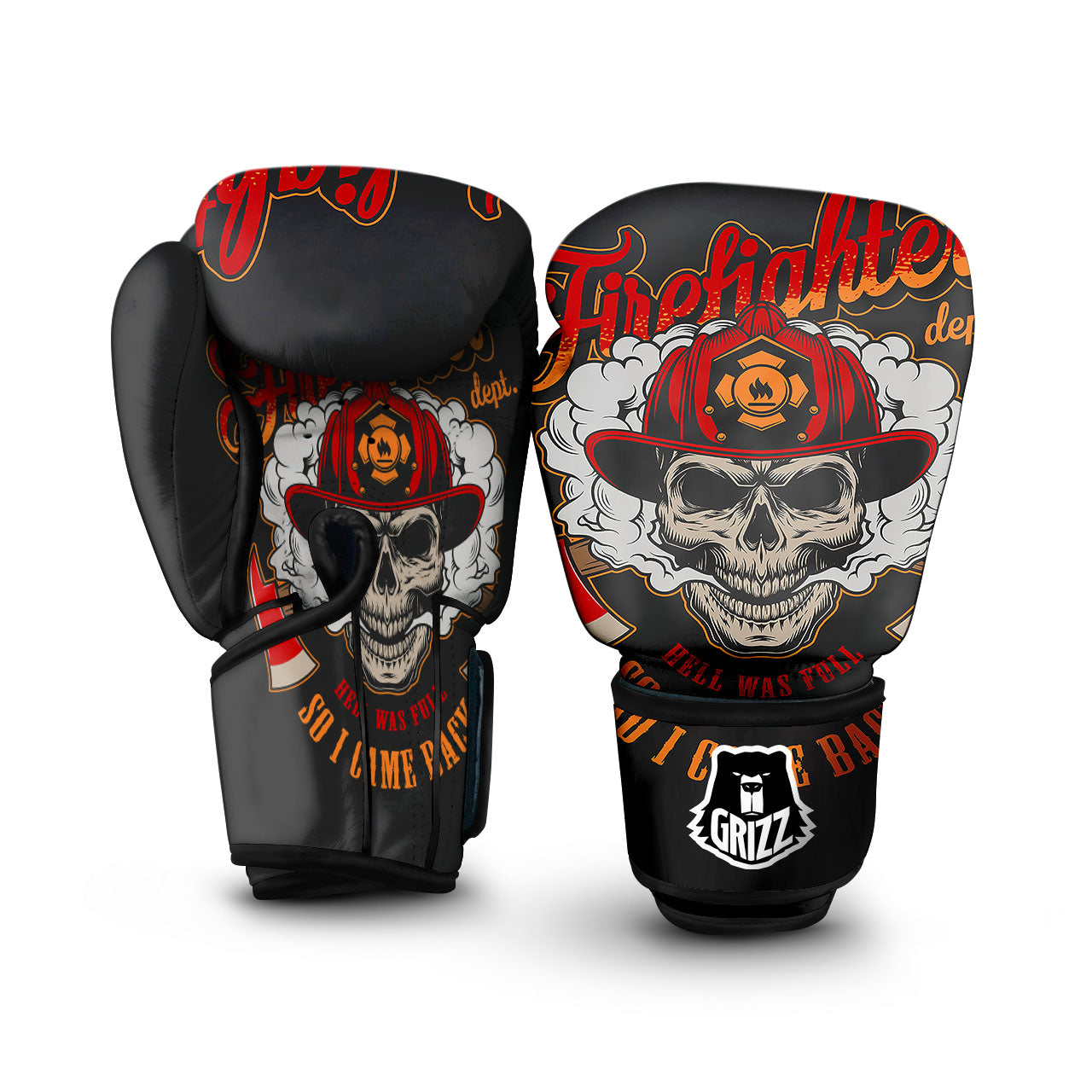 Skull Firefighter Department Print Boxing Gloves-grizzshop